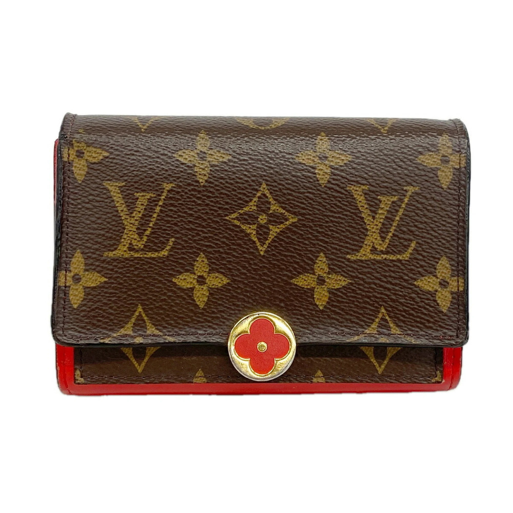 Louis Vuitton Monogram Portefeuille Flore Compact Wallet M64587 Coquelicot (W...